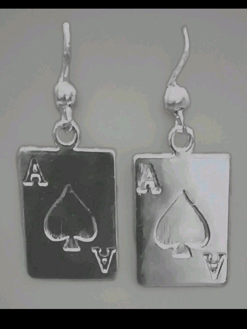 Casino Player Aces Drop Charm Earrings Sterling Silver Plated French Hooks